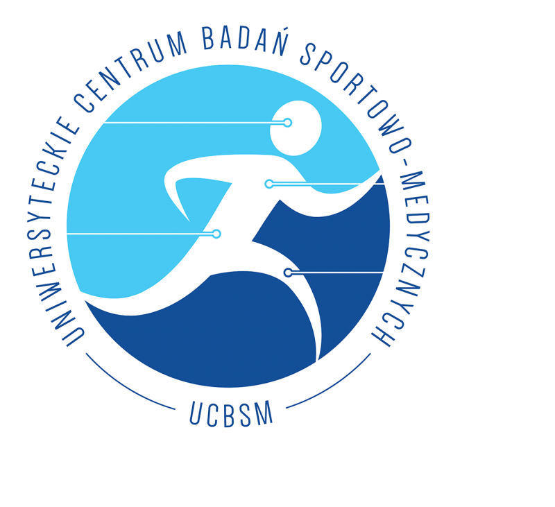 White, light-blue, and darker-blue logo of the University Center for Sports Medicine Research
